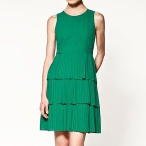 Zara green tiered cocktail dress